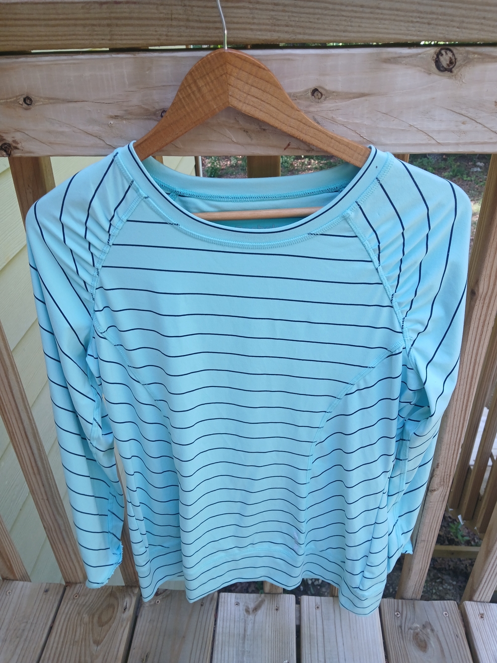Reebok Light Blue Striped Long Sleeve Tee